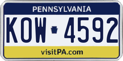 PA license plate KOW4592