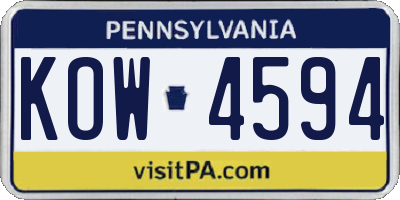 PA license plate KOW4594