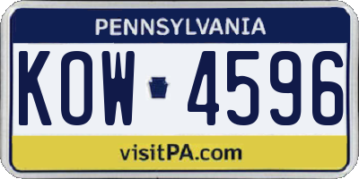 PA license plate KOW4596