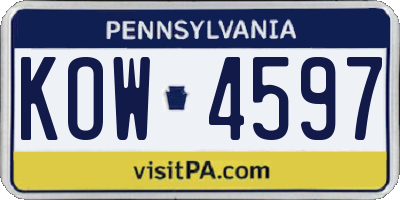 PA license plate KOW4597