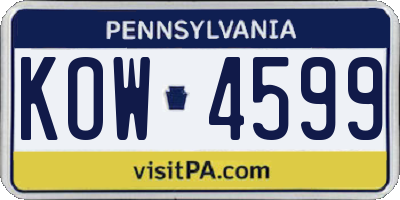 PA license plate KOW4599