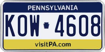 PA license plate KOW4608