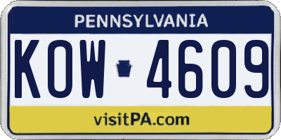 PA license plate KOW4609