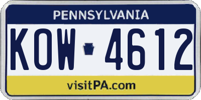 PA license plate KOW4612