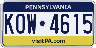 PA license plate KOW4615