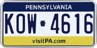 PA license plate KOW4616