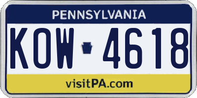 PA license plate KOW4618