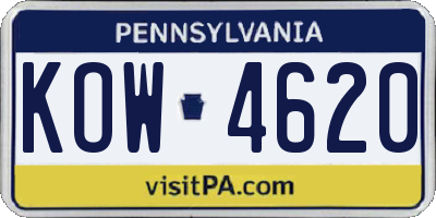 PA license plate KOW4620