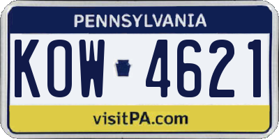 PA license plate KOW4621