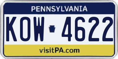 PA license plate KOW4622