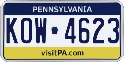 PA license plate KOW4623