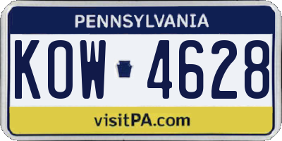 PA license plate KOW4628