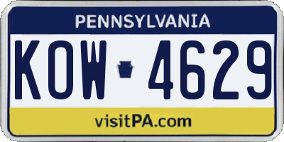 PA license plate KOW4629