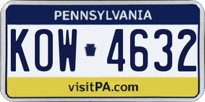 PA license plate KOW4632