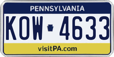 PA license plate KOW4633