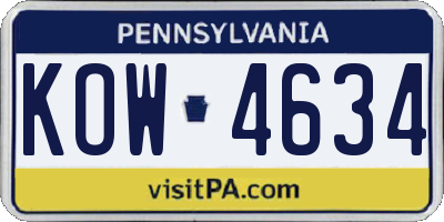 PA license plate KOW4634