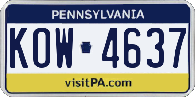 PA license plate KOW4637