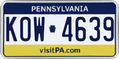 PA license plate KOW4639