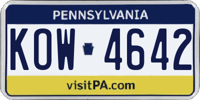 PA license plate KOW4642