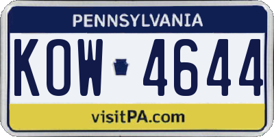 PA license plate KOW4644