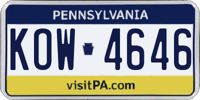 PA license plate KOW4646