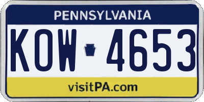 PA license plate KOW4653
