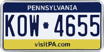 PA license plate KOW4655
