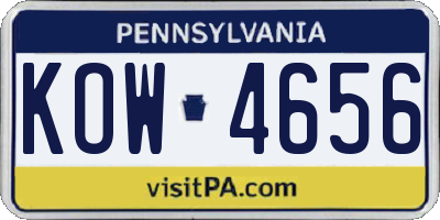 PA license plate KOW4656