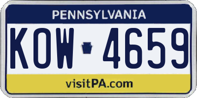 PA license plate KOW4659