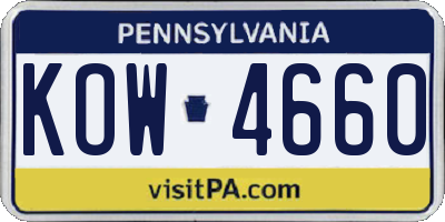 PA license plate KOW4660