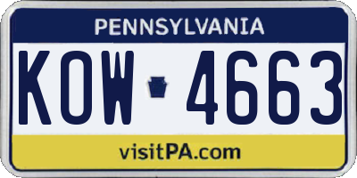 PA license plate KOW4663