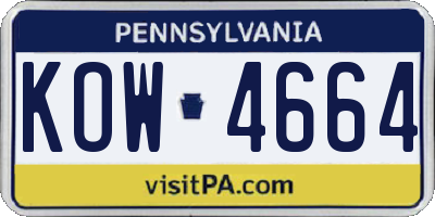 PA license plate KOW4664