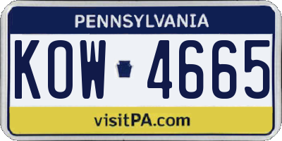 PA license plate KOW4665