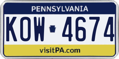 PA license plate KOW4674
