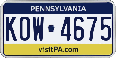 PA license plate KOW4675