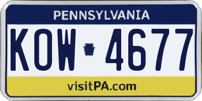 PA license plate KOW4677