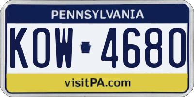 PA license plate KOW4680