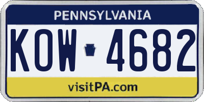 PA license plate KOW4682