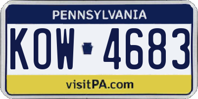 PA license plate KOW4683