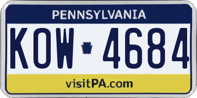 PA license plate KOW4684