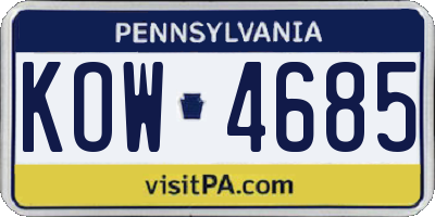 PA license plate KOW4685