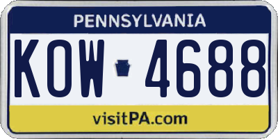 PA license plate KOW4688