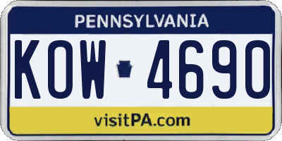 PA license plate KOW4690