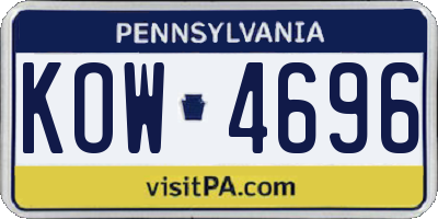 PA license plate KOW4696