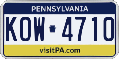 PA license plate KOW4710