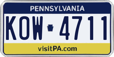PA license plate KOW4711