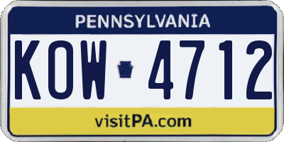 PA license plate KOW4712