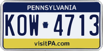 PA license plate KOW4713