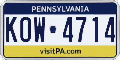 PA license plate KOW4714