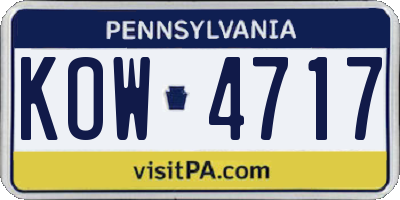 PA license plate KOW4717